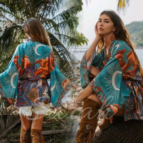 New Gorgeous Bohemian Mixed Floral Print Kimono Cardigan Jacket Robe - Picture 5 of 13